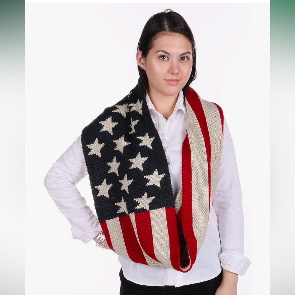 Patriotic Print American Flag Scarf